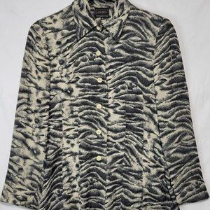 Louben Zebra Print Knit Jacket - Women's Size 10 - Made in Canada - Vintage
